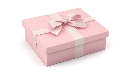 Obraz premium Elegant Pink Gift Box with a Simple, Chic Design. The image features a beautifully wrapped gift box in a soft pink color, adorned with a sleek ribbon. 