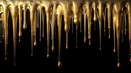 Metallic paint dripping and shimmering on a dark black background, metallic, paint, dripping, shimmering, shiny, texture