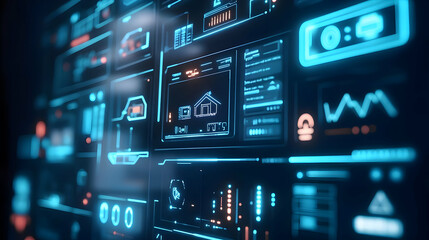 Abstract Futuristic Technology Interface Background - 3D Render