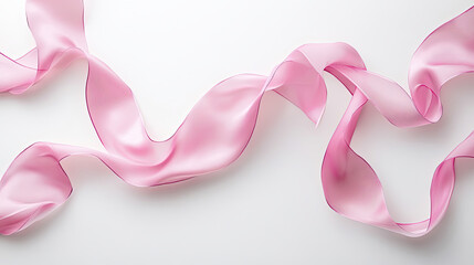 Fototapeta premium Flowing pink ribbon on white background