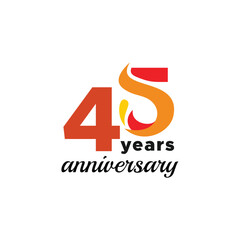 45 Years Anniversary Number Vector Design Collection