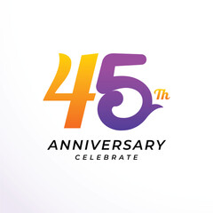 45 th Anniversary Modern Number Vector Design Collection
