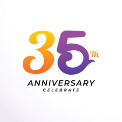 35 th Anniversary Modern Number Vector Design Collection