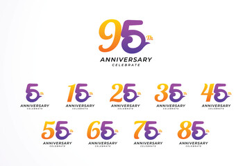 95 th Anniversary Modern Number Vector Design Collection