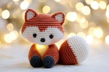Fototapeta premium Adorable Crochet Fox Stuffed Animal Toy