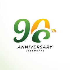 90 th Anniversary Modern Number Vector Design Collection