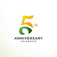 5 th Anniversary Modern Number Vector Design Collection