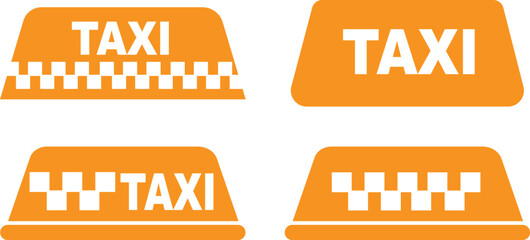 Yellow taxi icons Set flat styles. Taxi service vectors illustration signs. taxicab, taxi calling service. Transportation symbols for website designs and mobile app isolated on transparent background.