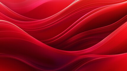 Obraz premium A vibrant red abstract waves background featuring fluid, sweeping curves and dynamic, flowing lines. 