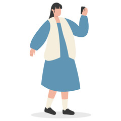 Young People with Smartphone, Isolated Vector Cartoon Character Illustration. 