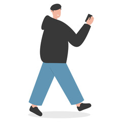 Young People with Smartphone, Isolated Vector Cartoon Character Illustration. 