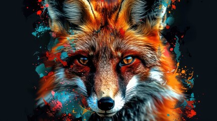 A vibrant artistic representation of a fox, blending colors and textures for a striking visual impact.