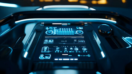Futuristic Car Interior Dashboard 3D Illustration