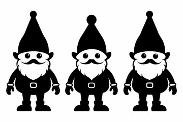 Obraz premium Set of Christmas gnomes. Christmas gnomes silhouette bundle. Vector illustration