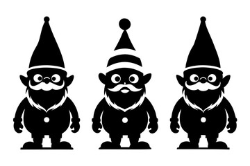 Gnome Christmas silhouette vector, Gnome elf silhouettes set