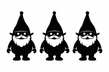 Set of Christmas gnomes. Christmas gnomes silhouette bundle. Vector illustration