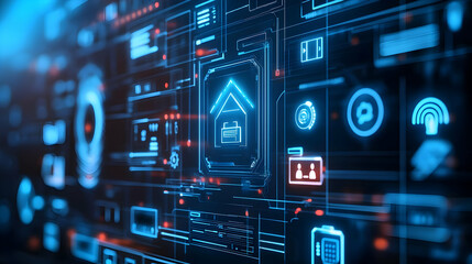 Fototapeta premium Abstract Blue Futuristic Technology Interface Background Illustration