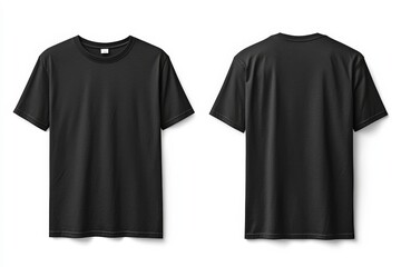 Black Tshirt Mockup Front and Back Isolated created with Generative AI