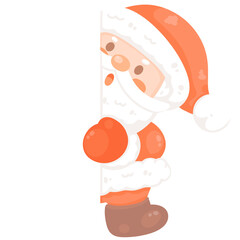 cute santa character cartoon happy greeting christmas time.