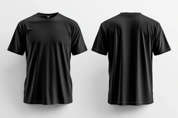 Black Tshirt Mockup Front and Back Isolated created with Generative AI