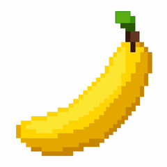 Fototapeta premium Pixel Art Banana Bright Retro Gaming Style Fruit Illustration