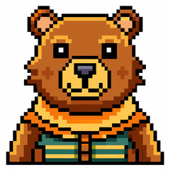 Obraz premium Pixel Art Bear Character Retro Style Digital Illustration