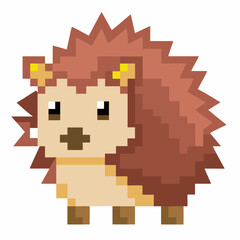 Adorable Pixel Art Hedgehog with Spiky Brown Fur in Cute Digital Design