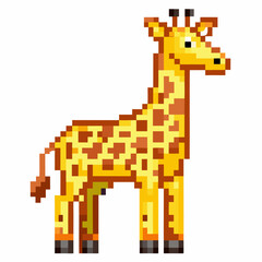 Obraz premium Retro Pixel Art Giraffe Illustration Vibrant 8 bit Stylized Animal Drawing