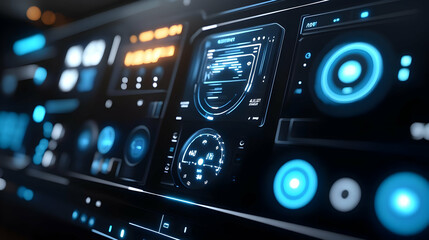 Fototapeta premium Futuristic 3D Digital Interface with Blue Lights