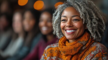 Adult education class in a community center, participants learning a new skill and laughing at their initial attempts, welcoming and diverse atmosphere,