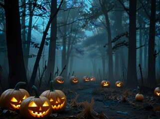 halloween pumpkin in the forest
