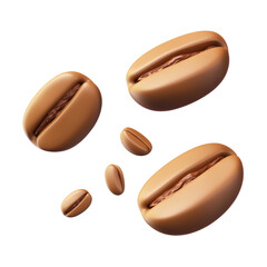 Fototapeta premium coffee beans 3d render icon isolated on transparent background cutout