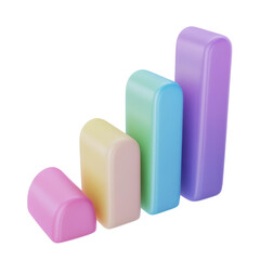 pastel bar chart 3d render icon isolated on transparent background cutout