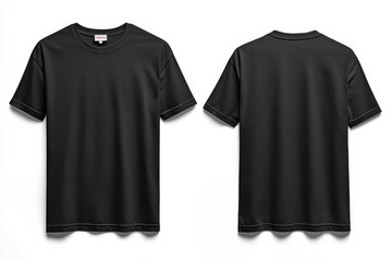 Naklejka premium Black Tshirt Mockup Front and Back Isolated created with Generative AI