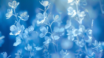 Cyanotype print in blue shade