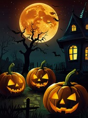 Fototapeta premium halloween background with pumpkin