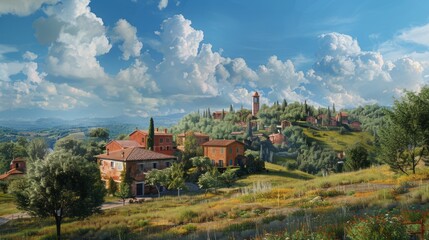 Between the picturesque landscape, the buildings stand still