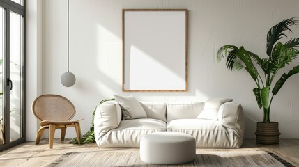 Modern Living Room Interior with Decor and Mockup Art Poster