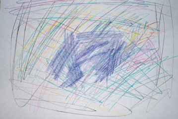 Collection of different pencil strokes on white background