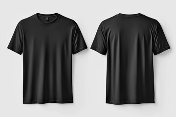 Naklejka premium Black Tshirt Mockup Front and Back Isolated created with Generative AI