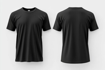 Black Tshirt Mockup Front and Back Isolated created with Generative AI
