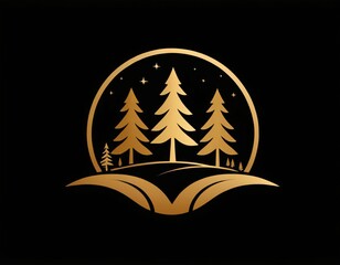 Obraz premium Outdoor nature icon. Adventure landscape logo. Wilderness emblem. Mountain forest symbol. Ai generated image.