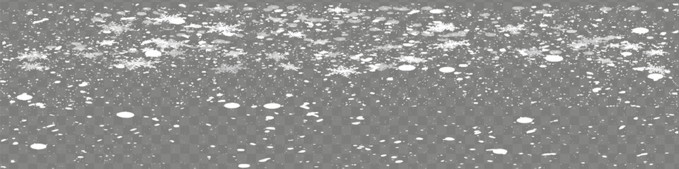 Christmas snow. Falling snowflakes on a dark background. Snowfall. Vector illustration.