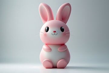 Cute Pink Bunny Rabbit Cartoon Character  D Render