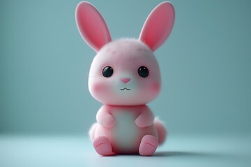 Cute Pink Bunny Rabbit Cartoon Character  D Render