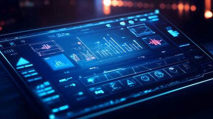 Obraz premium Futuristic Digital Interface with Blue and Pink Glowing Lines - 3D Illustration