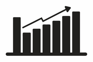 
Growth bar chart, Growing graph vector, Business chart with arrow, Profit growing icon, Growth success icon vector. 
