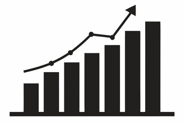 
Growth bar chart, Growing graph vector, Business chart with arrow, Profit growing icon, Growth success icon vector. 
