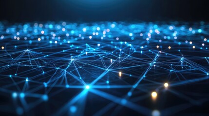 Obraz premium A futuristic energy network powered by advanced technology, with glowing connections linking digital energy nodes, against a sleek backdrop.