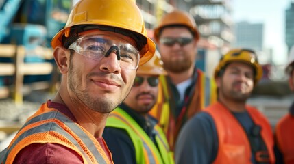 Construction worker and teams on site